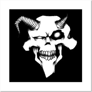 Sketch Devil Skull Tattoo Style Design Drawing Art Graphic Posters and Art